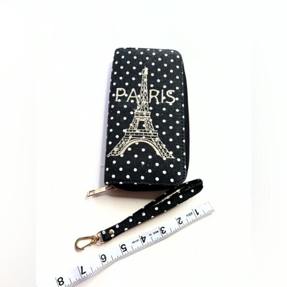 PARIS  Eiffel Tower black Wallet  Credit Cash key card Holder. - Picture 4 of 7